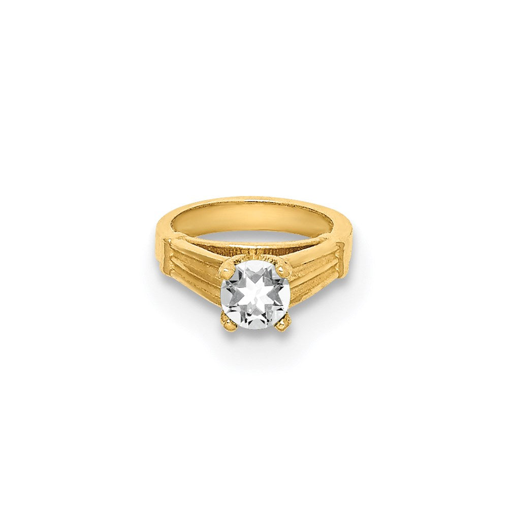 14K 3-D April Ring with White CZ Charm