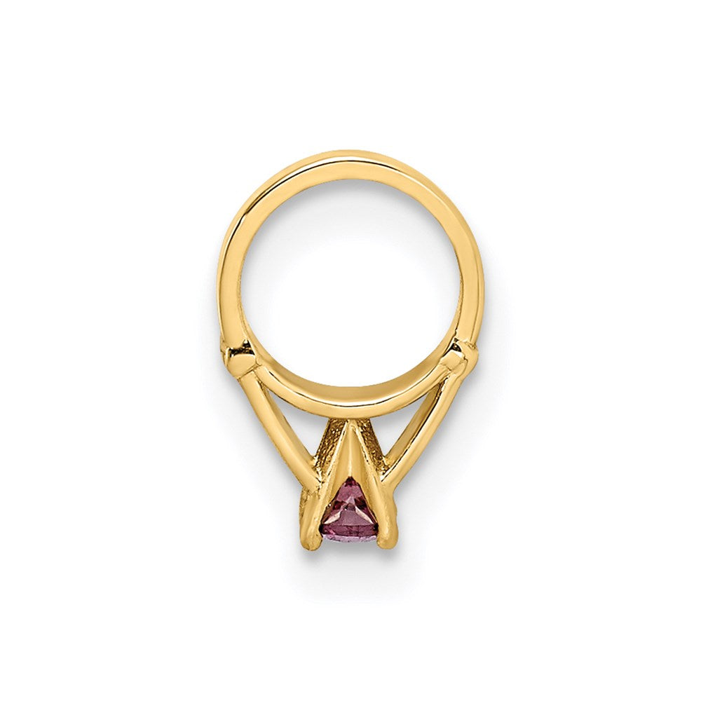 14K 3-D June Ring with Light Purple CZ Charm