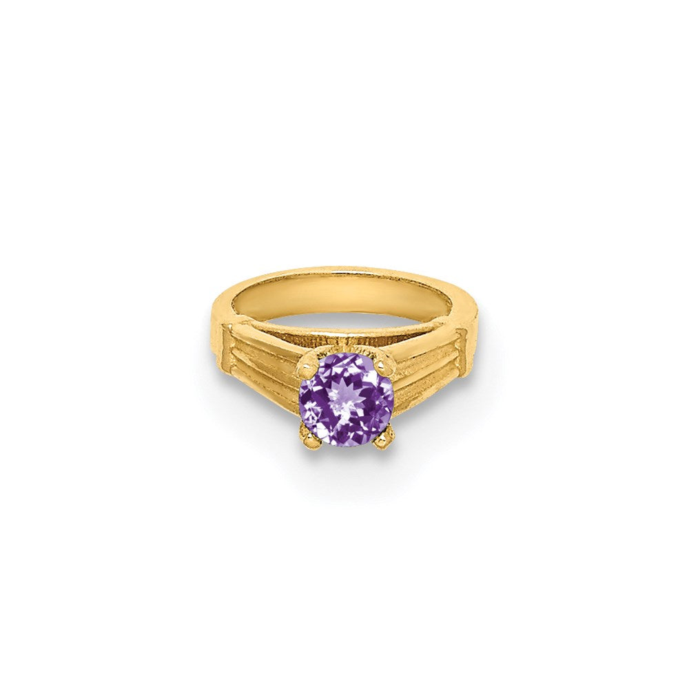 14K 3-D June Ring with Light Purple CZ Charm