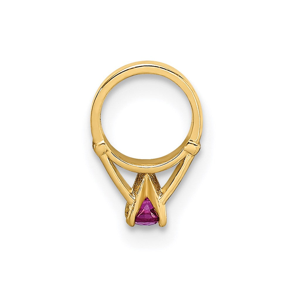 14K 3-D July Ring with Dark Pink CZ Charm