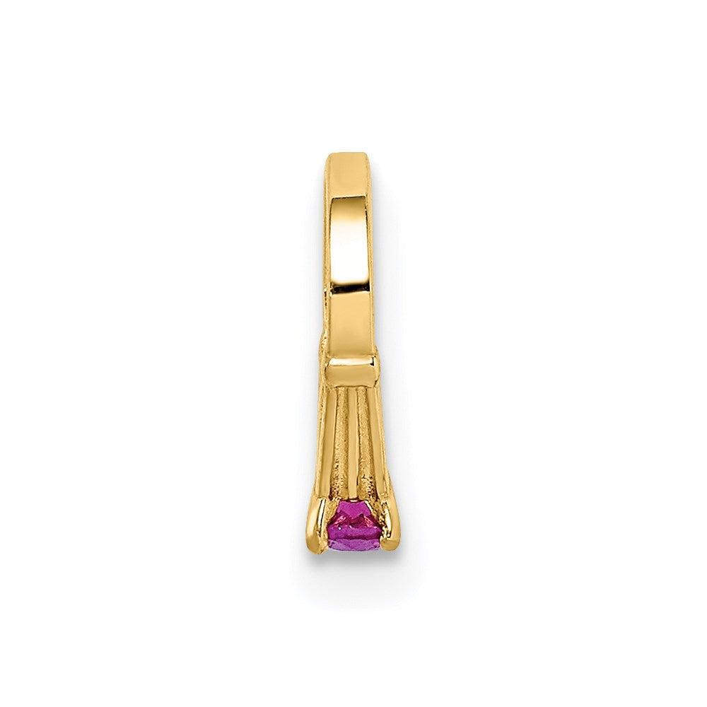 14K 3-D July Ring with Dark Pink CZ Charm