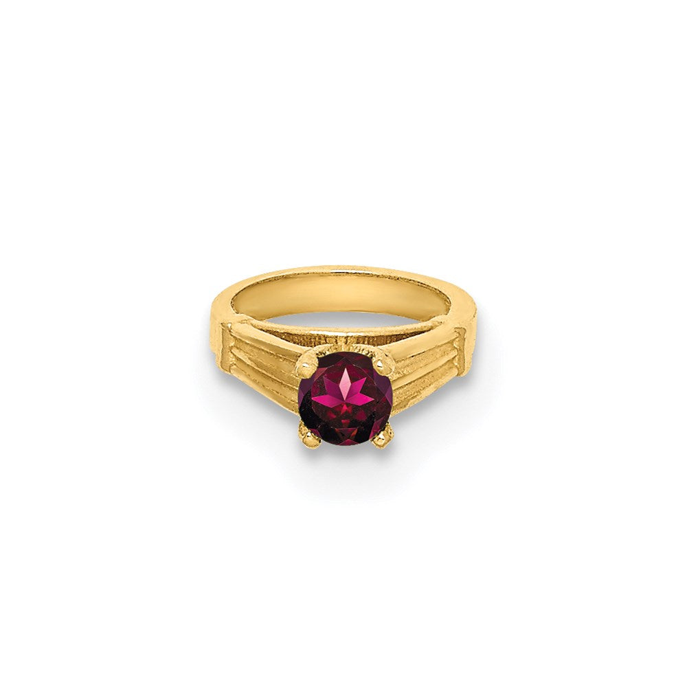 14K 3-D July Ring with Dark Pink CZ Charm