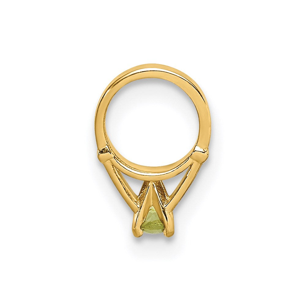 14K 3-D August Ring with Light Green Glass Stone Charm