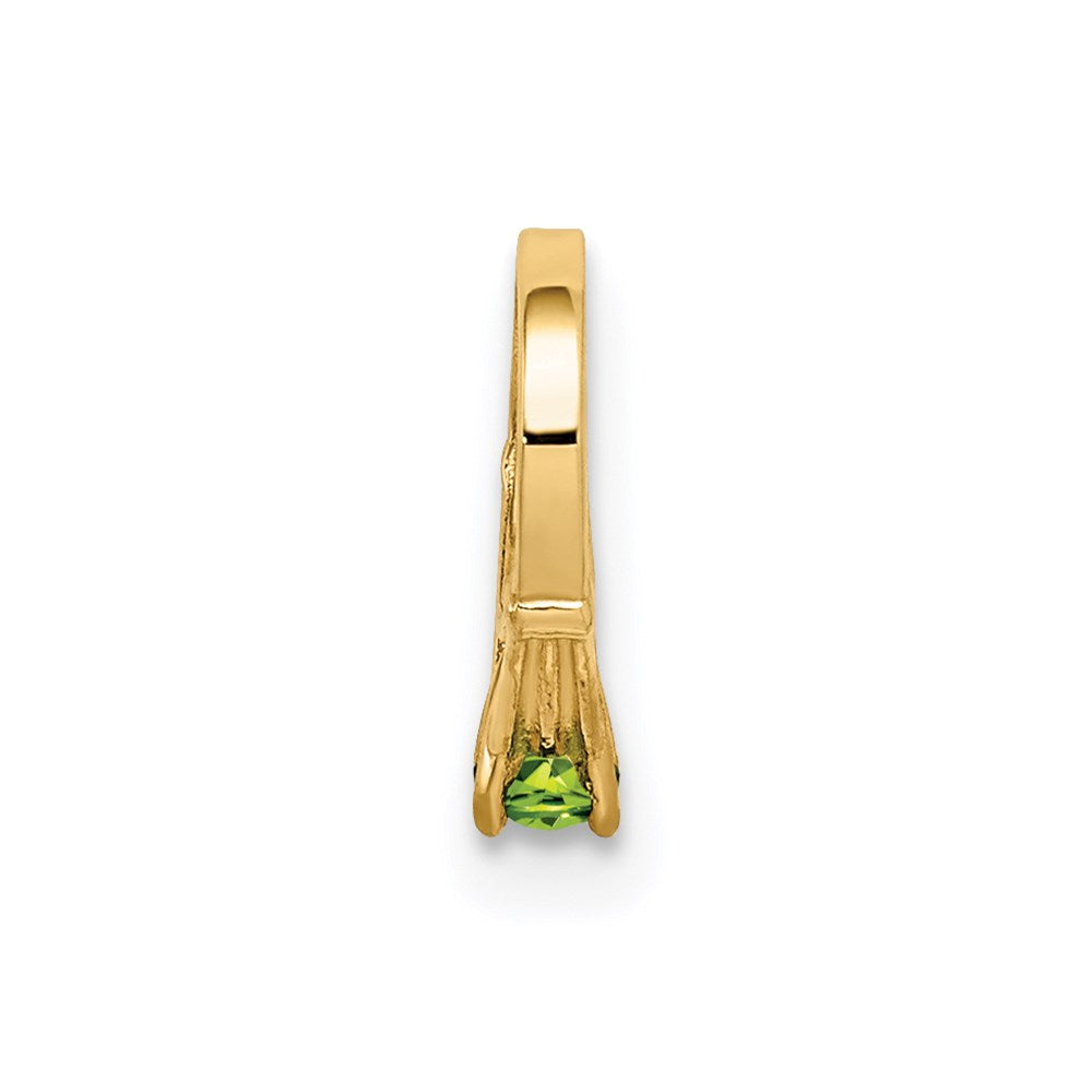 14K 3-D August Ring with Light Green Glass Stone Charm