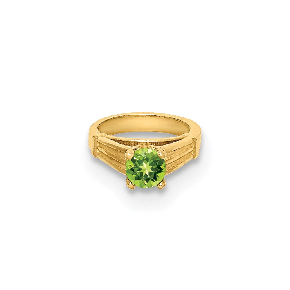 14K 3-D August Ring with Light Green Glass Stone Charm