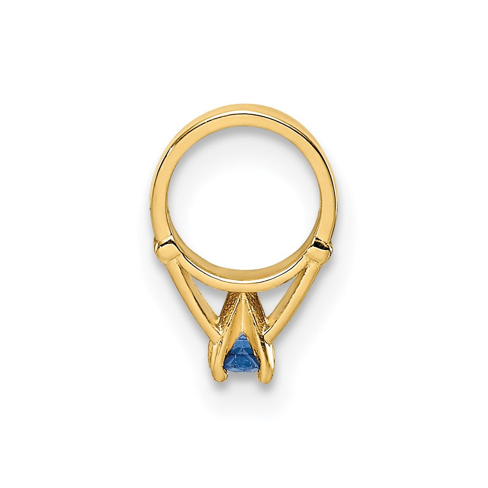 14K 3-D September Ring with Dark Blue Glass Stone Charm