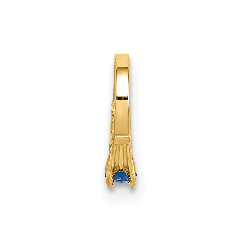 14K 3-D September Ring with Dark Blue Glass Stone Charm