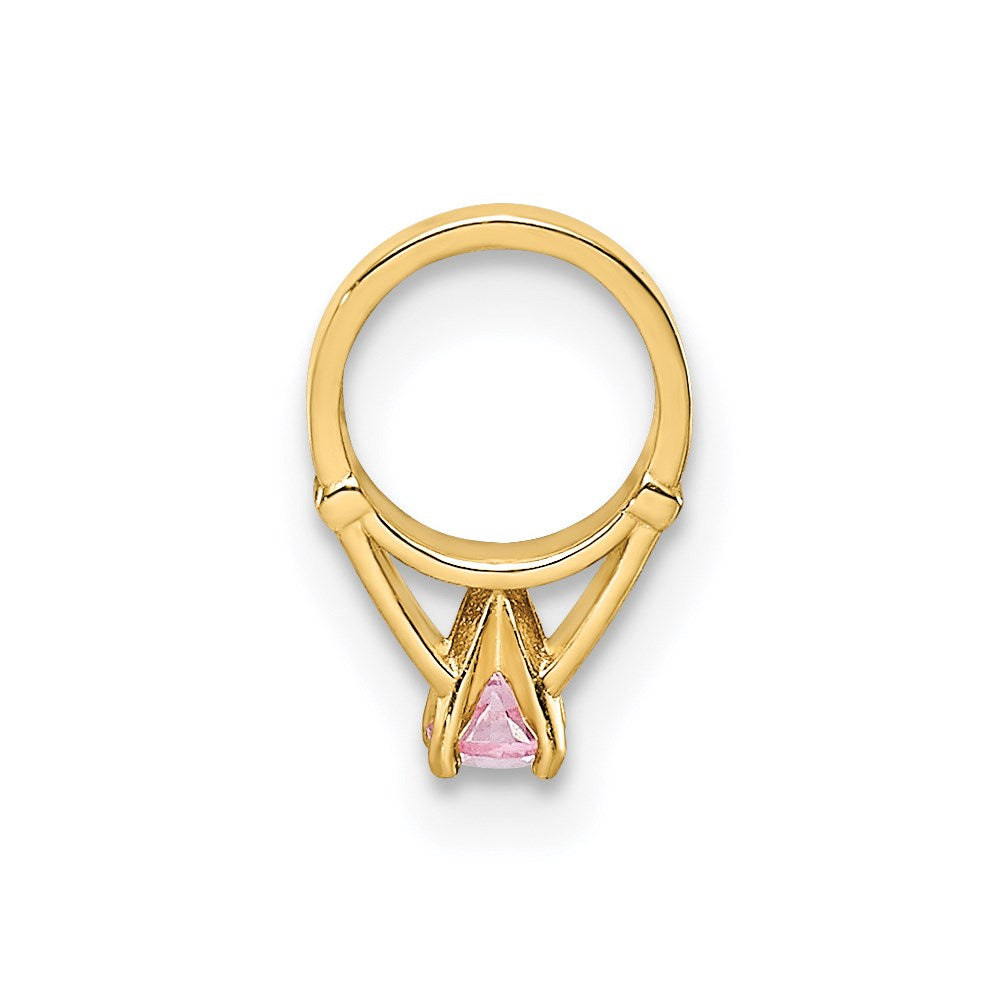 14K 3-D October Ring with Light Pink CZ Charm