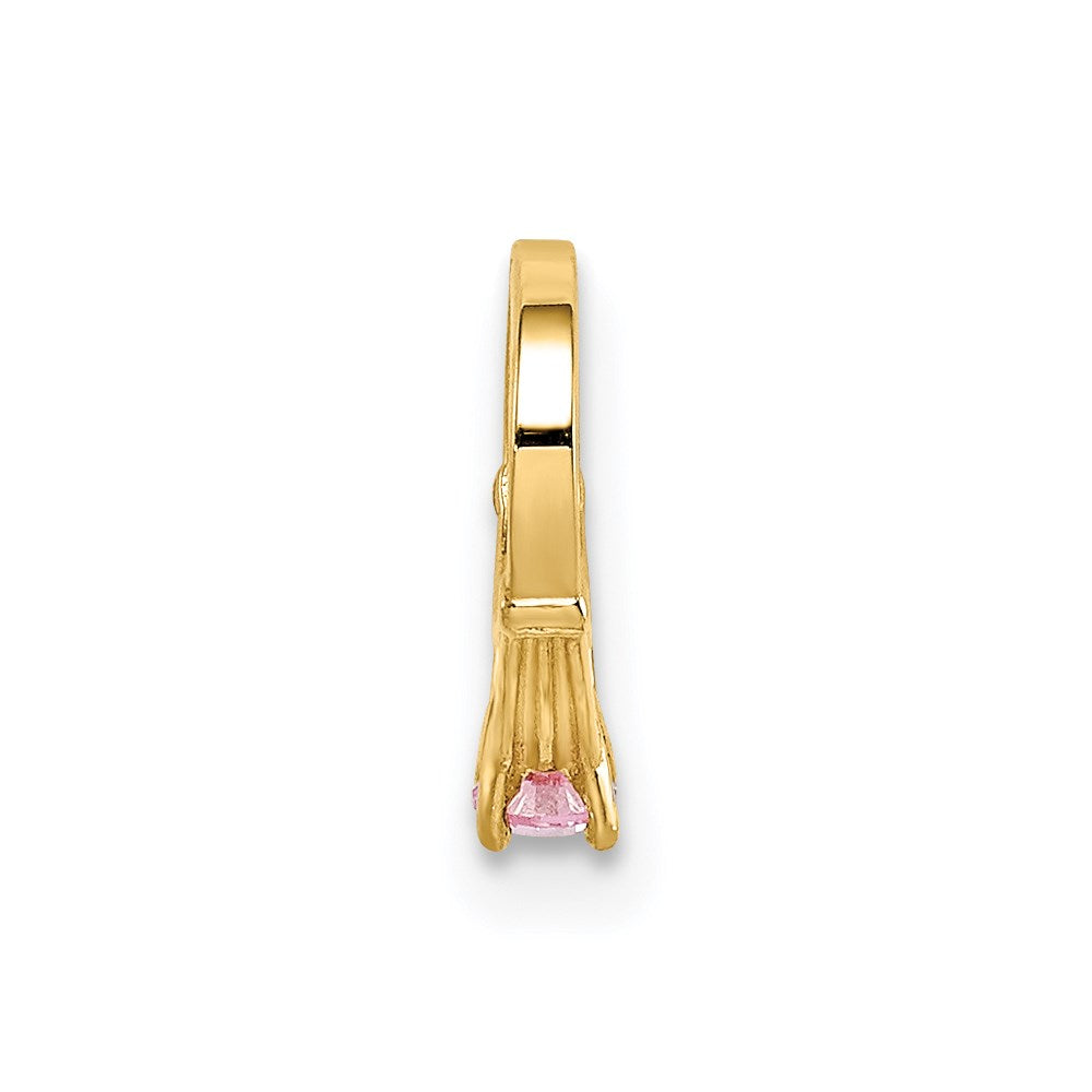 14K 3-D October Ring with Light Pink CZ Charm