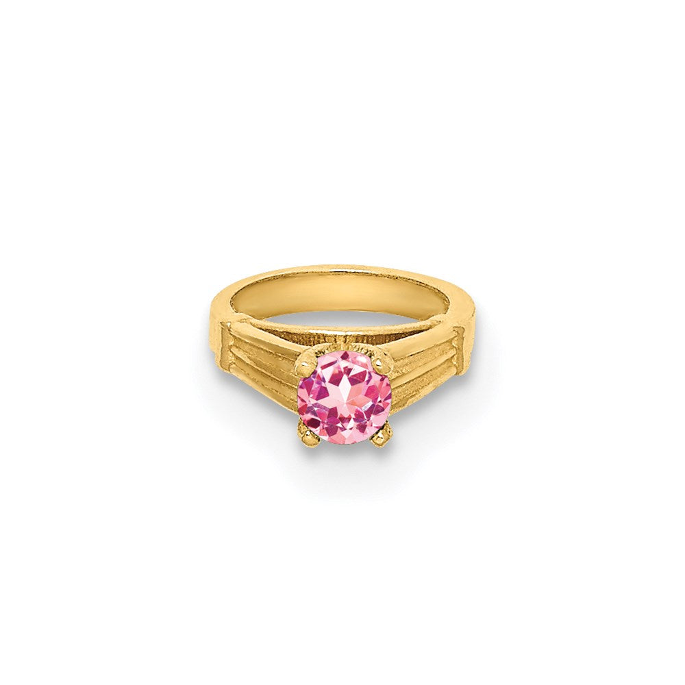 14K 3-D October Ring with Light Pink CZ Charm