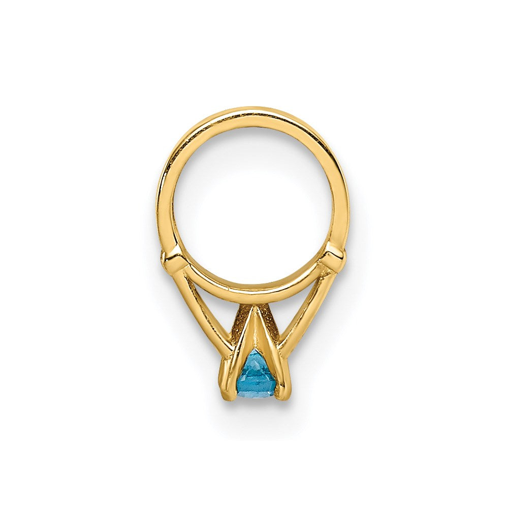 14K 3-D December Ring with Aqua CZ Charm