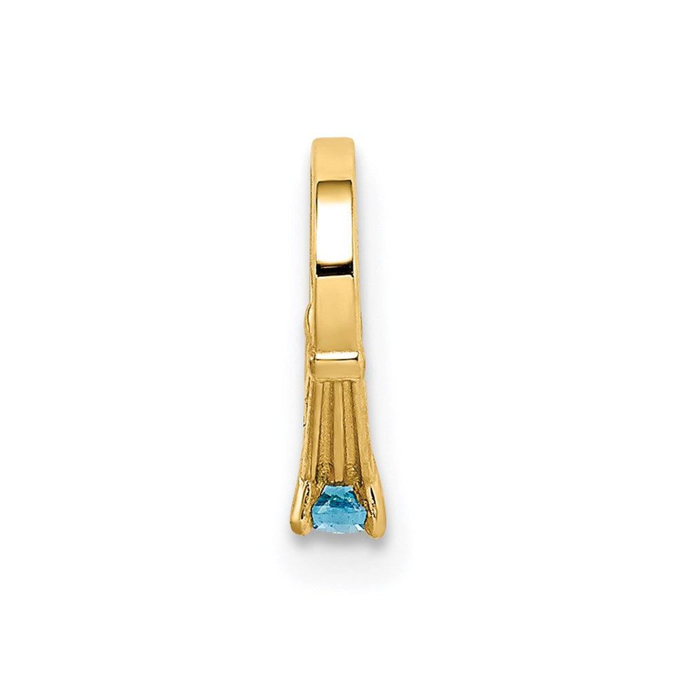 14K 3-D December Ring with Aqua CZ Charm