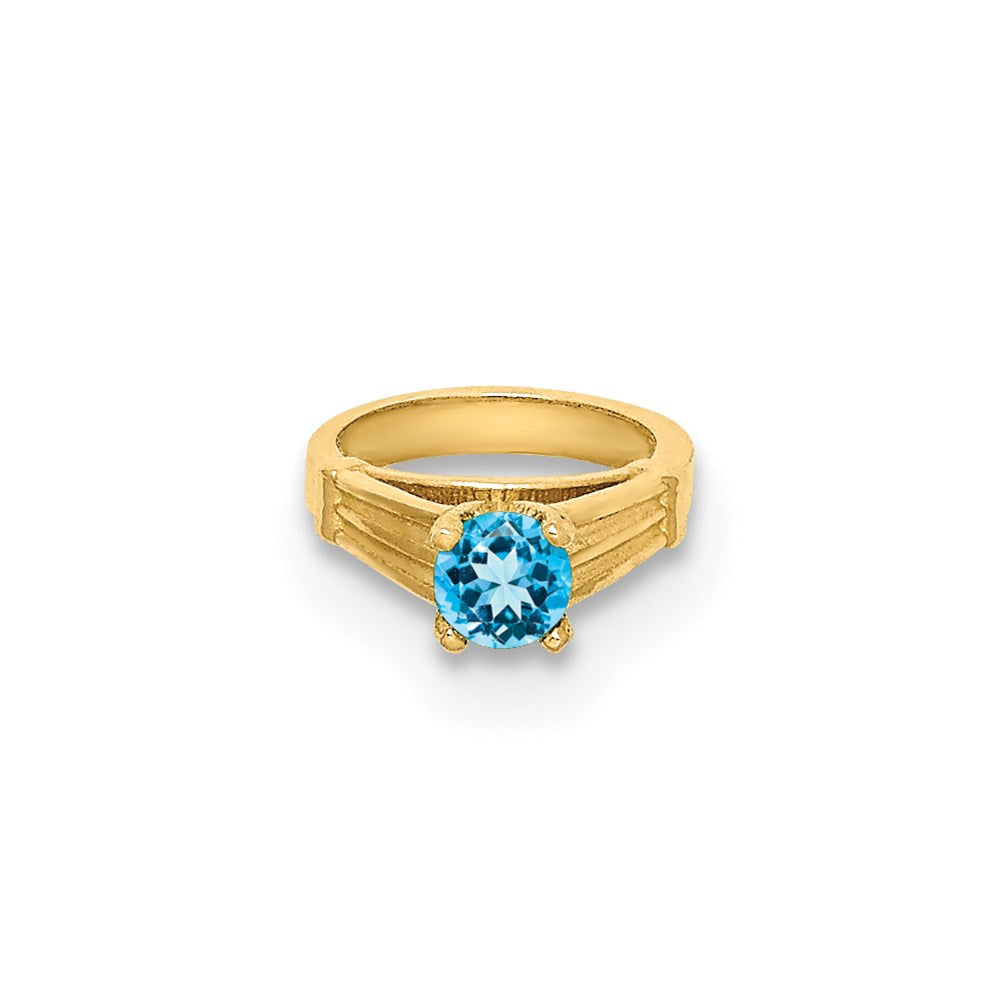 14K 3-D December Ring with Aqua CZ Charm