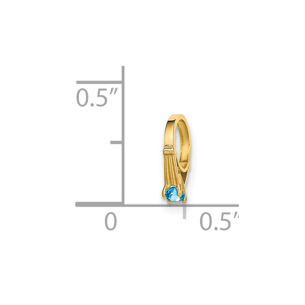 14K 3-D December Ring with Aqua CZ Charm