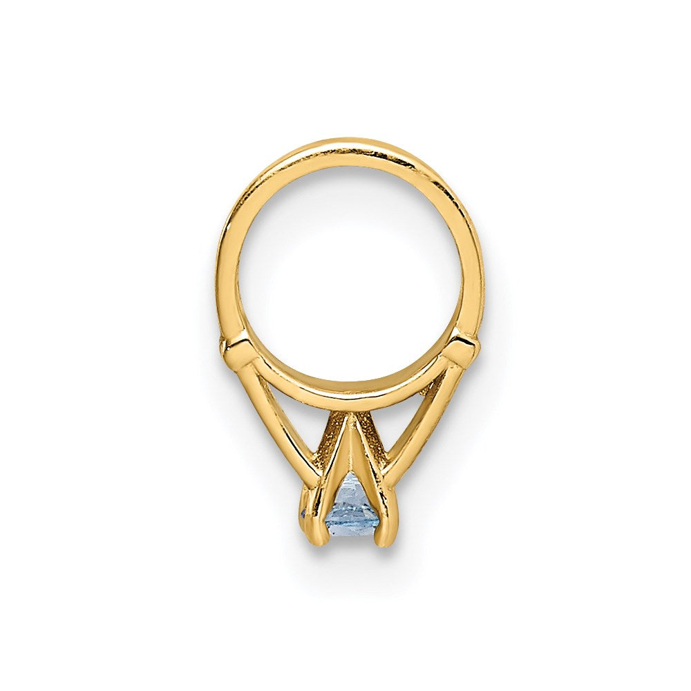 14K 3-D March Ring with Light Blue CZ Charm