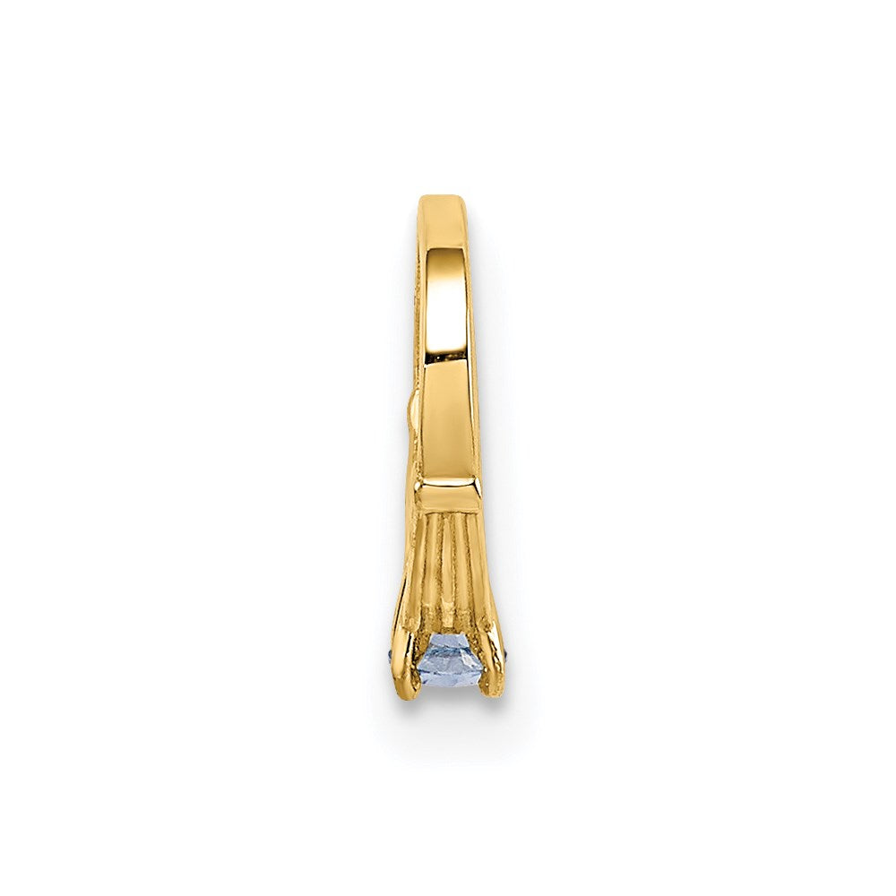 14K 3-D March Ring with Light Blue CZ Charm