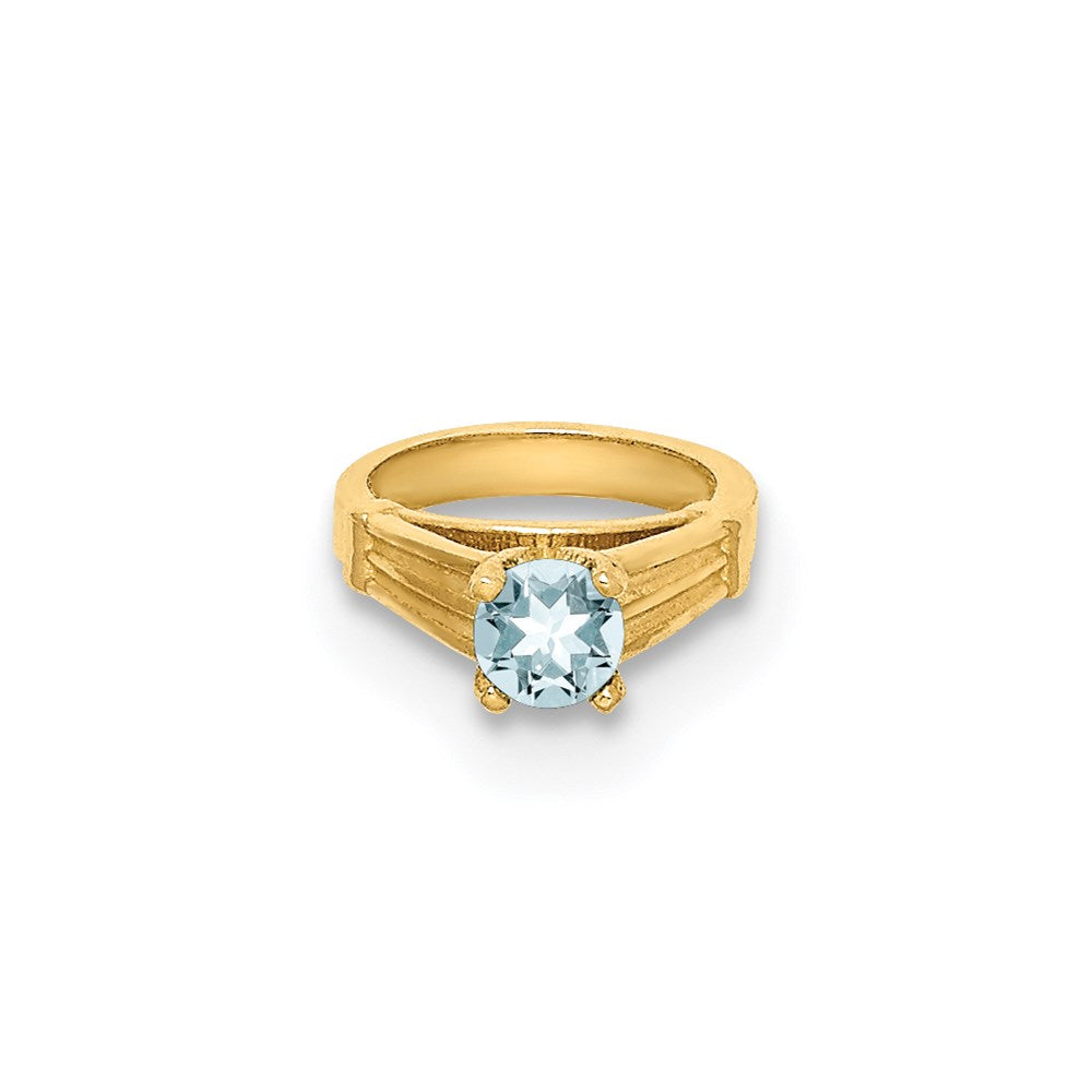 14K 3-D March Ring with Light Blue CZ Charm