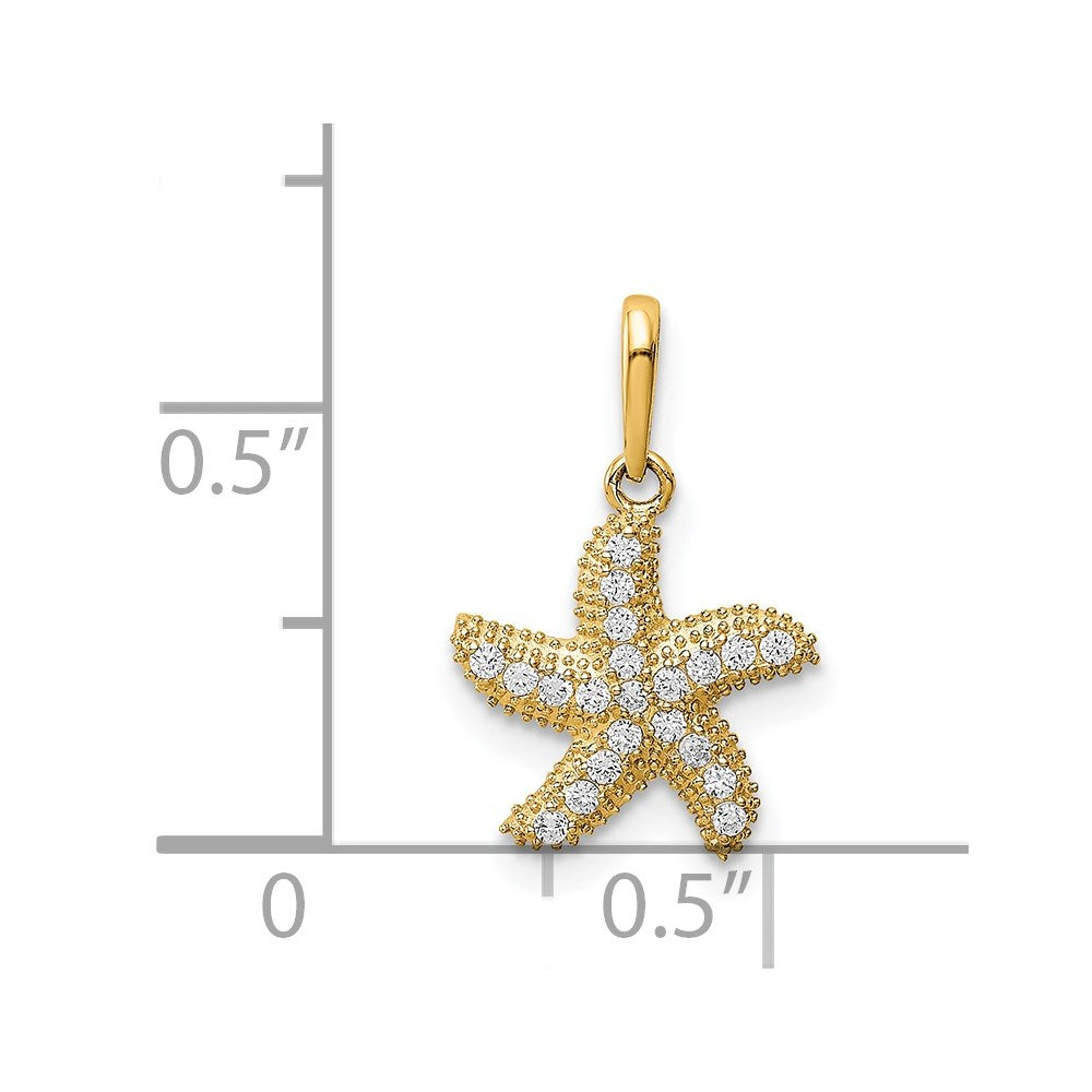 14K CZ Starfish Pendant