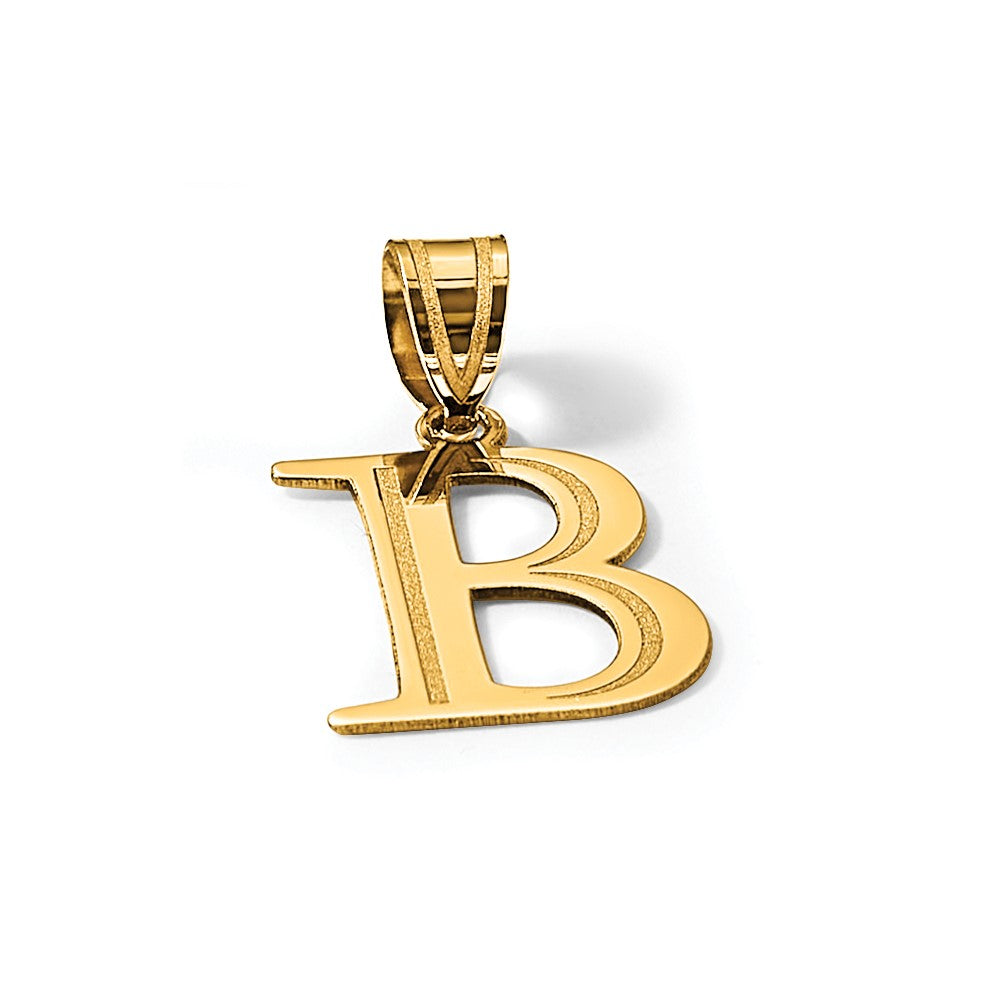 14k Polished Etched Letter B Initial Pendant