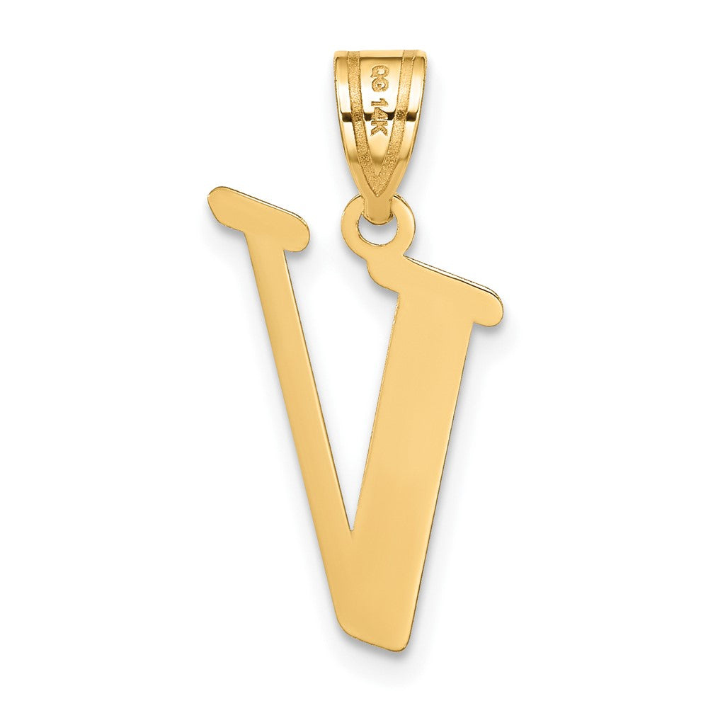 14k Polished Letter V Initial Pendant