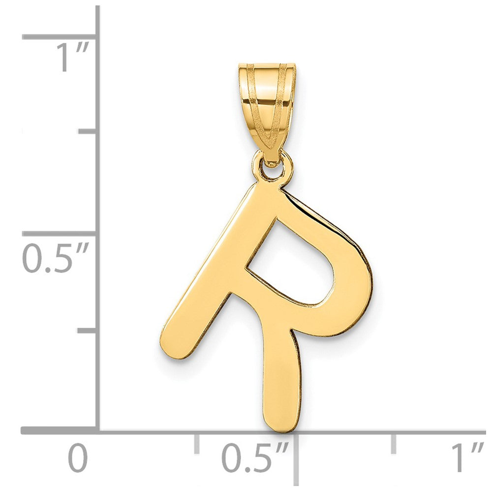 14k Polished Bubble Letter R Initial Pendant
