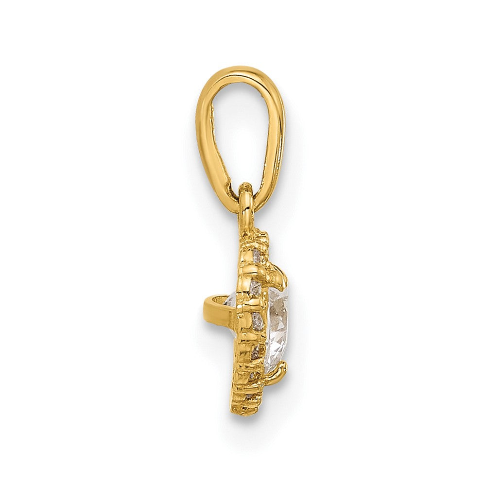 14K CZ Halo Heart Pendant