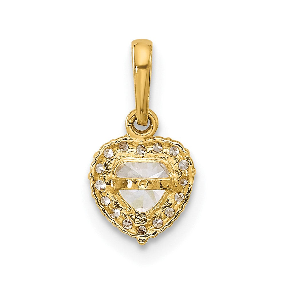 14K CZ Halo Heart Pendant