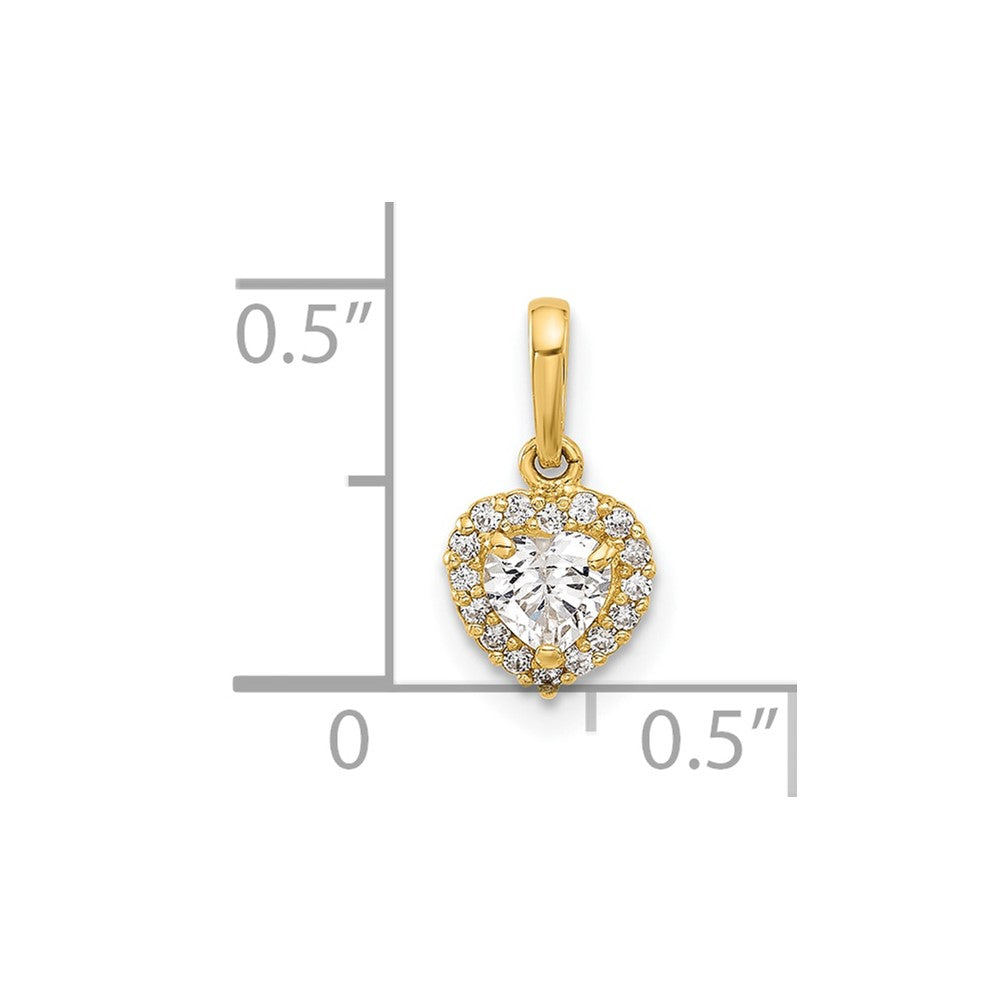 14K CZ Halo Heart Pendant
