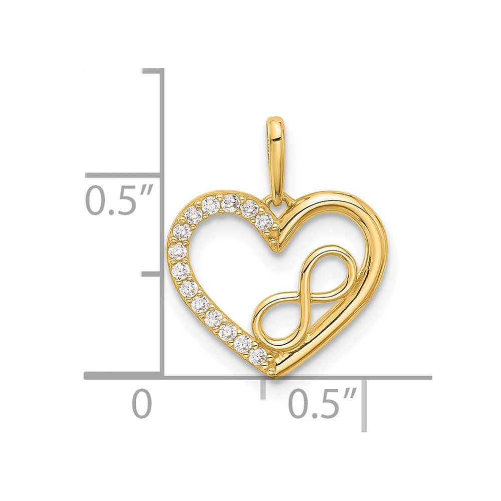 14k Polished CZ Infinity Heart Pendant