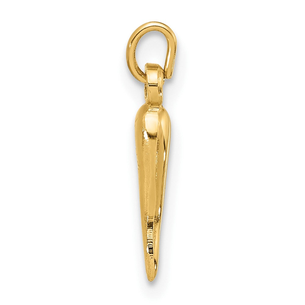 14k Polished Hollow  3-D Italian Horn Pendant