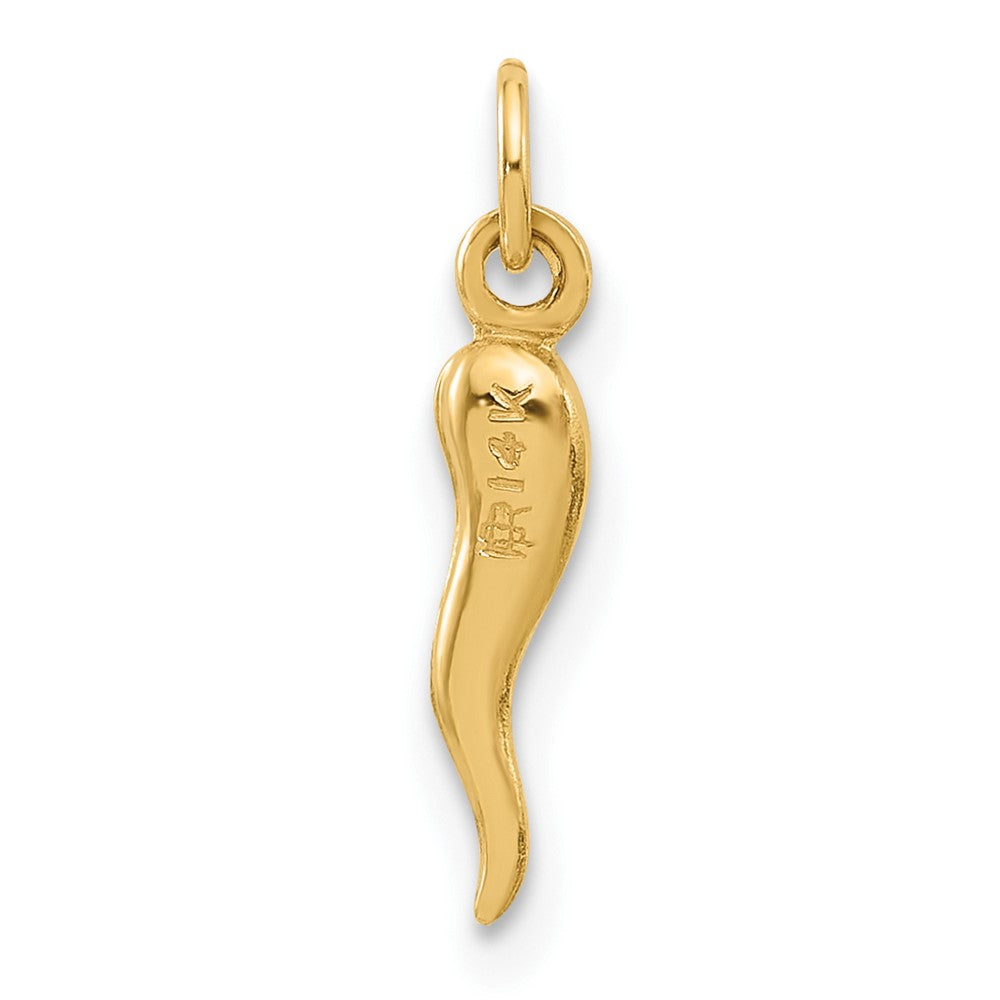 14k Polished Hollow  3-D Italian Horn Pendant