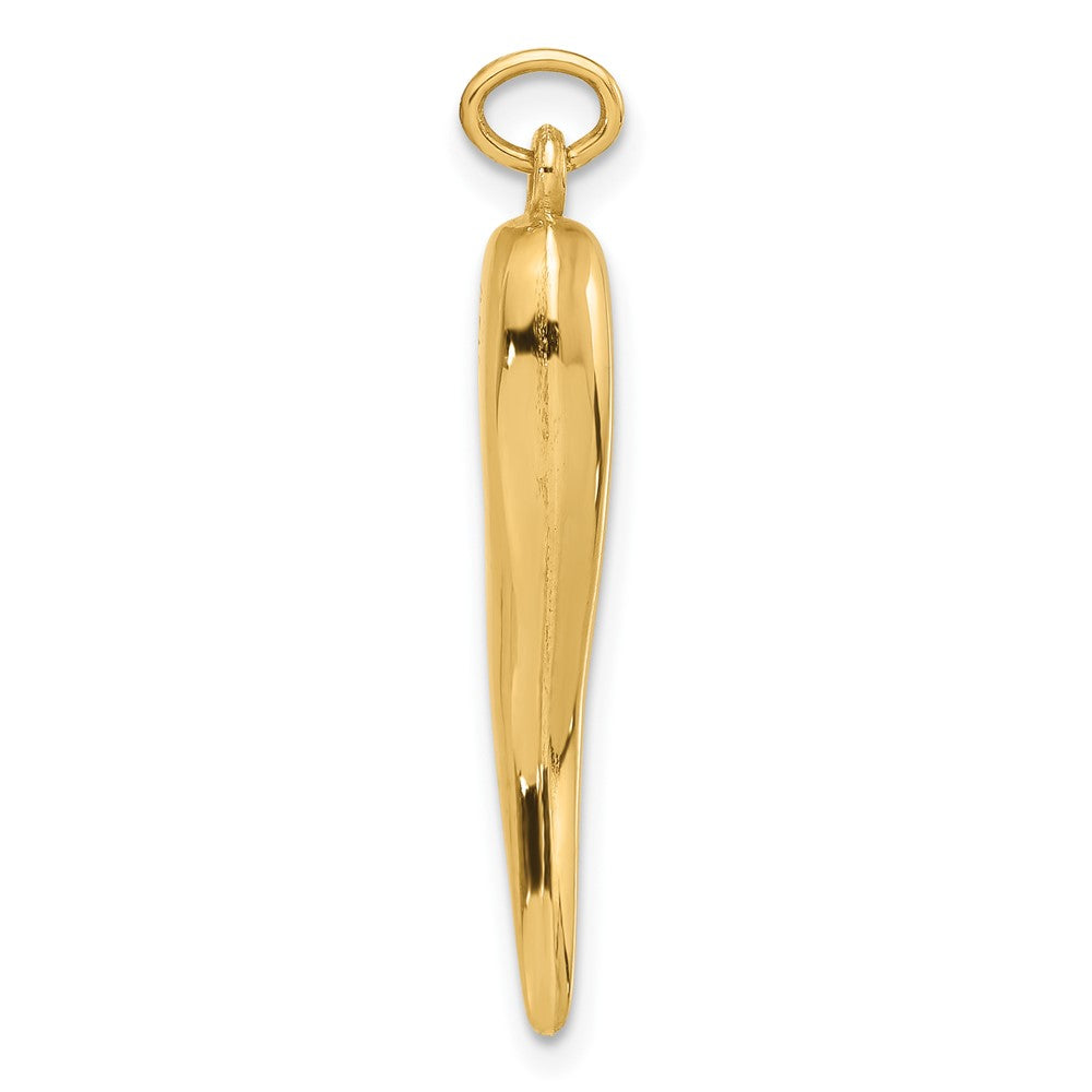 14k Polished Hollow 3-D Italian Horn Pendant