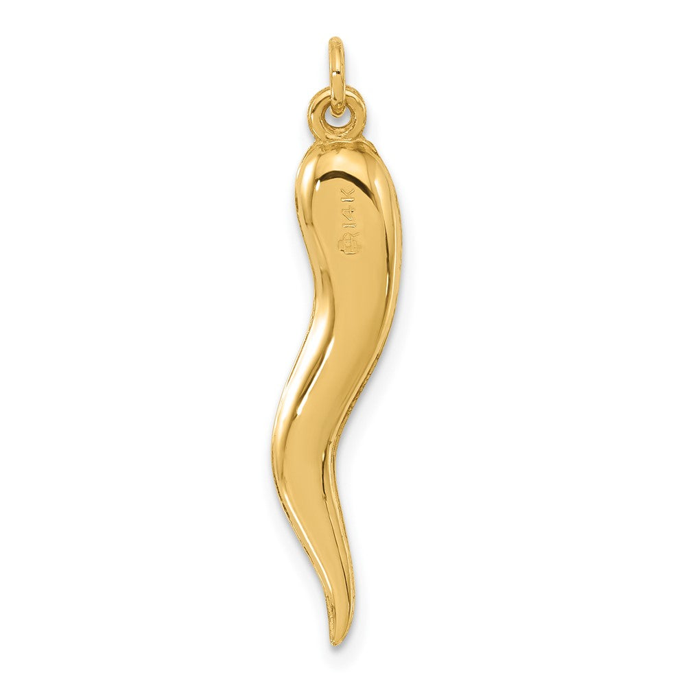 14k Polished Hollow 3-D Italian Horn Pendant