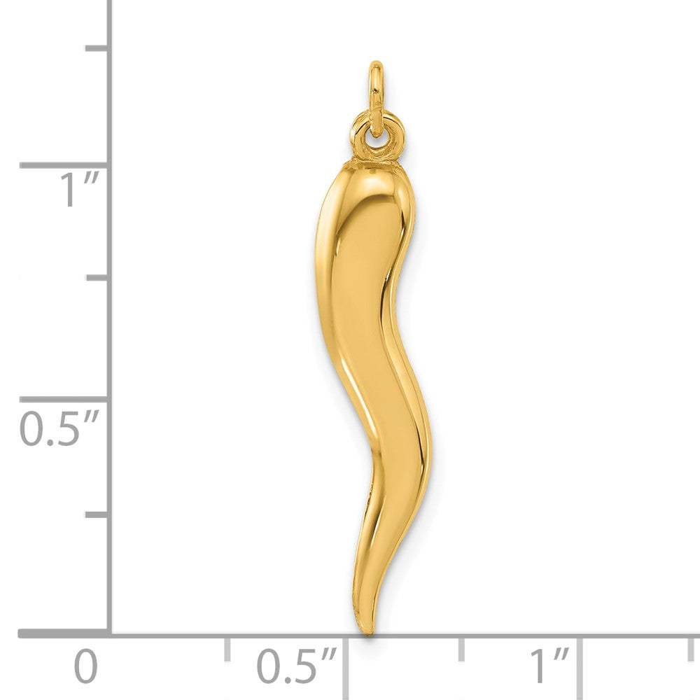14k Polished Hollow 3-D Italian Horn Pendant