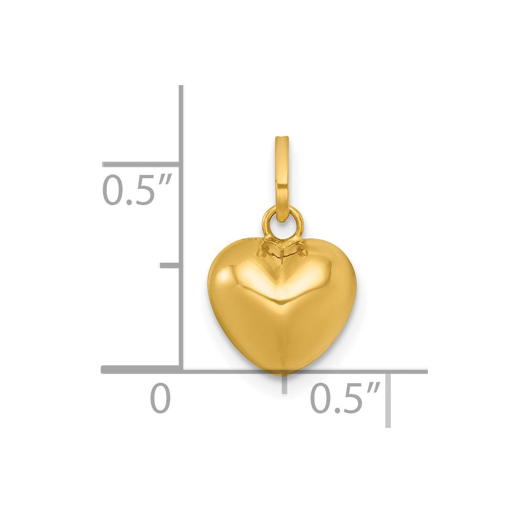 14k Polished 3D Puffed Heart Charm Pendant