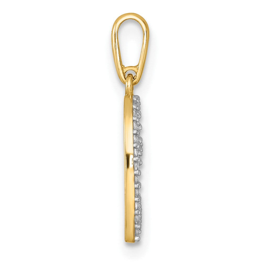 14k Polished CZ Open Heart Charm / Pendant