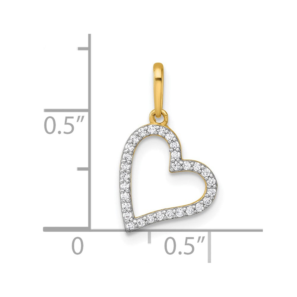 14k Polished CZ Open Heart Charm / Pendant
