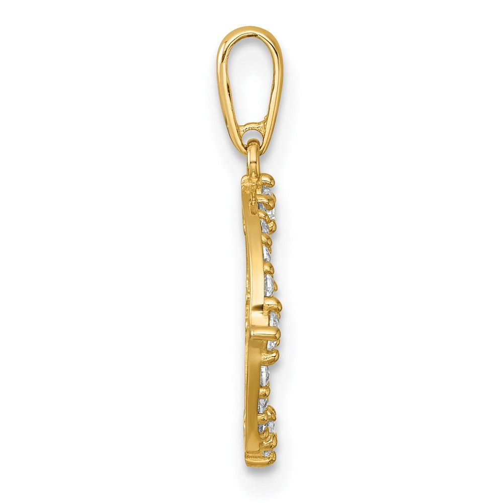 14k Polished CZ Open Circle Pendant