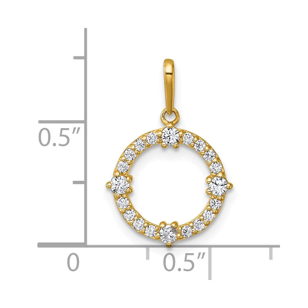 14k Polished CZ Open Circle Pendant