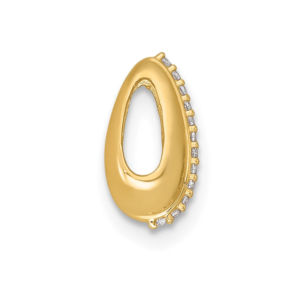 14k Polished CZ Domed Teardrop Chain Slide Pendant