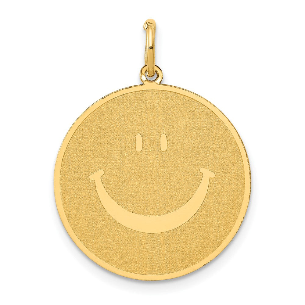 Solid;Polished;Die struck;14k Yellow gold;Stamped;Engravable;Brocaded disc