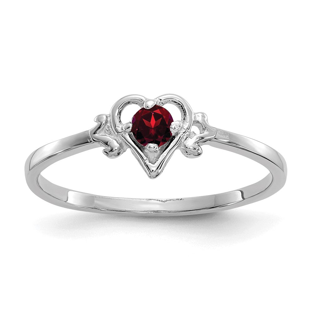 Casted;Polished;14K White gold;Genuine;Garnet
