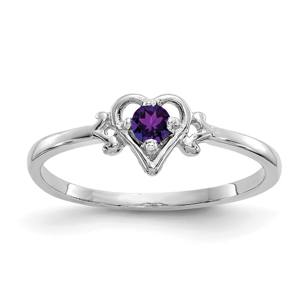 Casted;Polished;14K White gold;Genuine;Amethyst