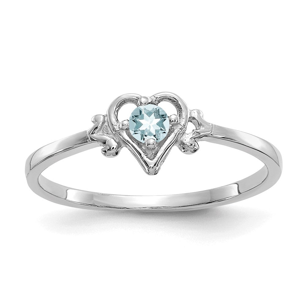 Casted;Polished;14K White gold;Genuine;Aquamarine