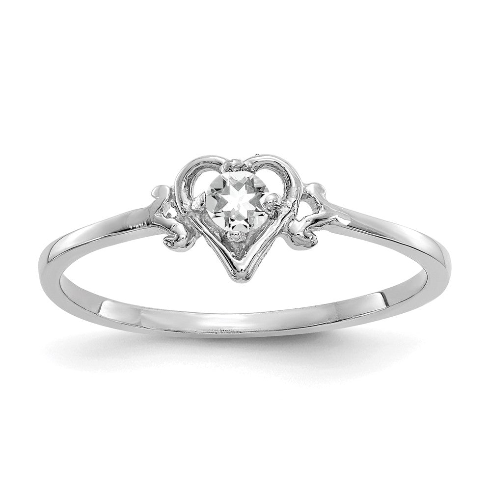 Casted;Polished;14K White gold;Genuine;White topaz
