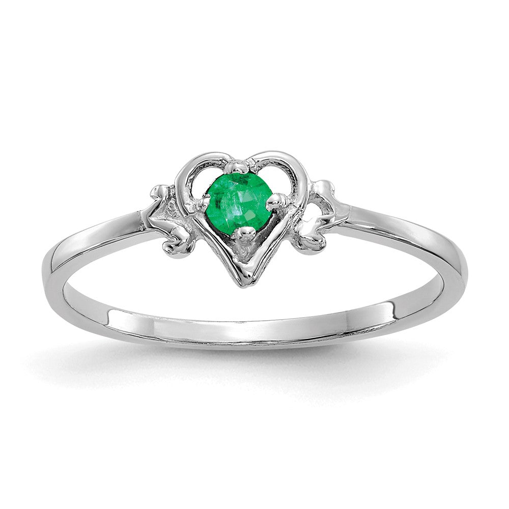 Casted;Polished;14K White gold;Genuine;Emerald