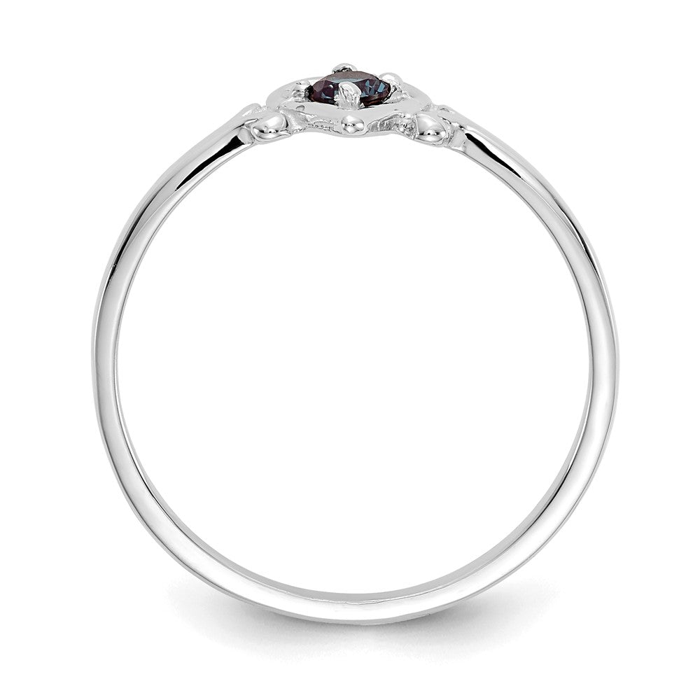 14K White Gold 3mm Round Lab Created Alexandrite Birthstone Heart Ring