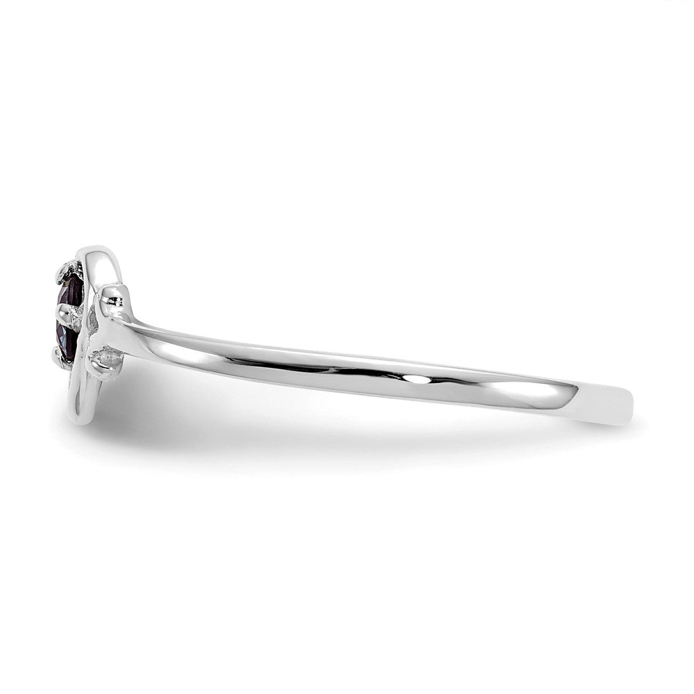 14K White Gold 3mm Round Lab Created Alexandrite Birthstone Heart Ring