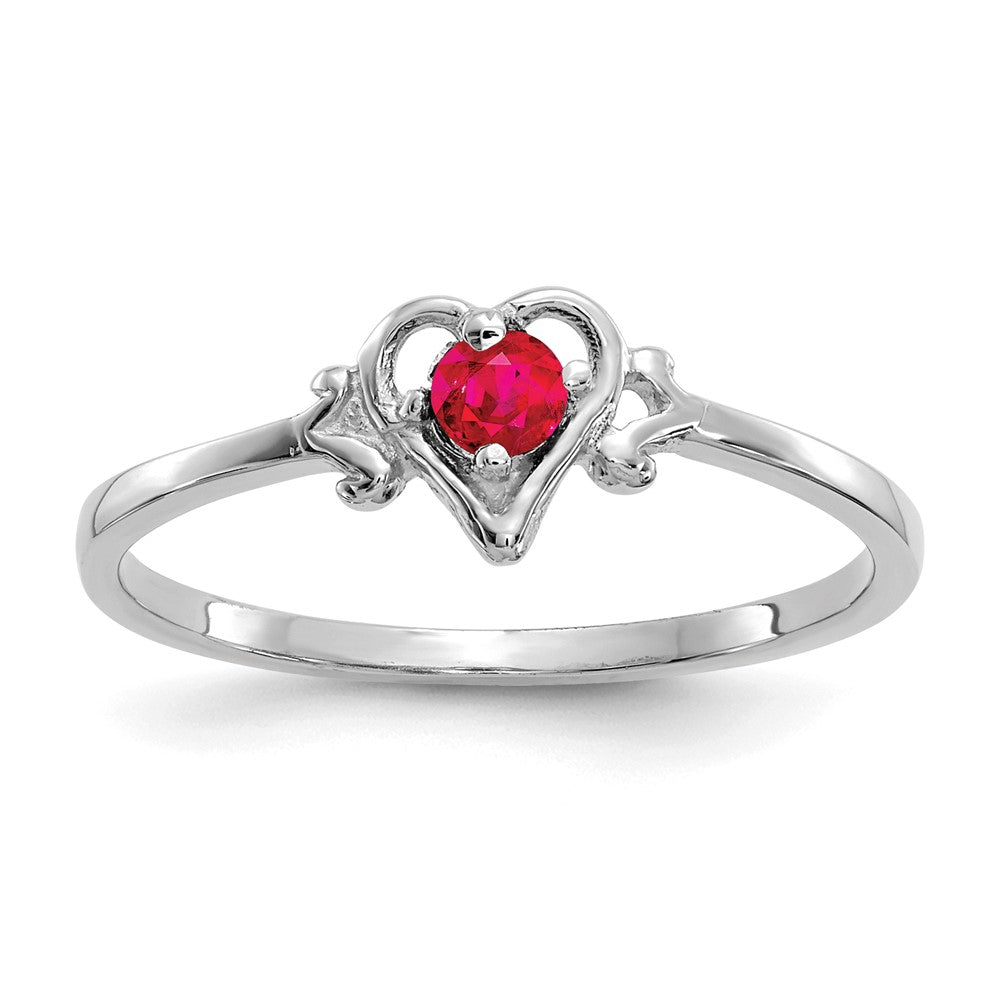 Casted;Polished;14K White gold;Genuine;Ruby