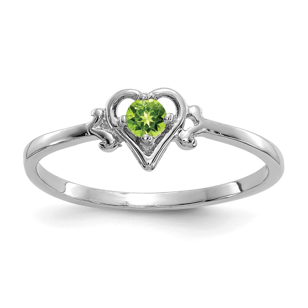 Casted;Polished;14K White gold;Genuine;Peridot